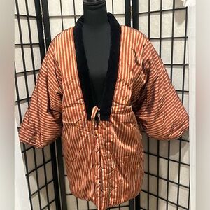 Hantenya Inc Red and Black and GOLD STRIPE Jacket, PTP 22”. LENGTH 31.5”.